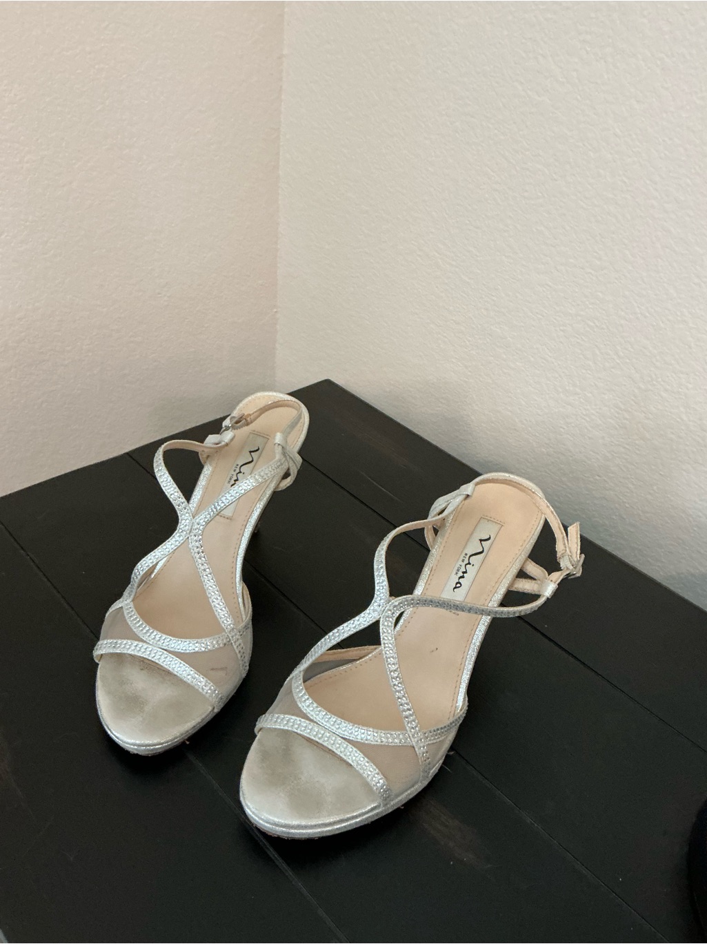 Nina Blossom Silver Strappy Women's Dress Sandals